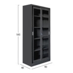 ΒΙΒΛΙΟΘΗΚΗ ΜΕ ΣΥΡΟΜΕΝΕΣ ΠΟΡΤΕΣ SIDER HM6632.01 ΜΕΤΑΛΛΙΚΗ ΜΑΥΡΗ 90x40x185Υεκ - Image 2