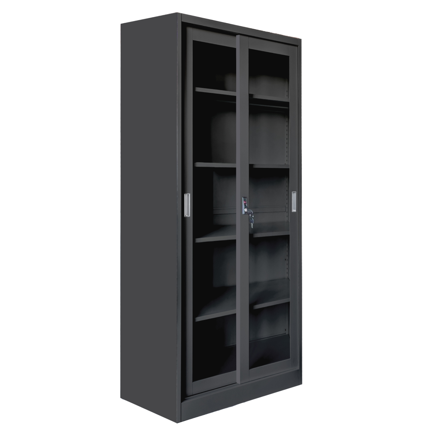 bibliothiki-me-syromenes-portes-fb966320 ΒΙΒΛΙΟΘΗΚΗ ΜΕ ΣΥΡΟΜΕΝΕΣ ΠΟΡΤΕΣ SIDER HM6632.01 ΜΕΤΑΛΛΙΚΗ ΜΑΥΡΗ 90x40x185Υεκ - Image 1