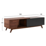 ΕΠΙΠΛΟ ΤΗΛΕΟΡΑΣΗΣ HUDSON HM9748 MDF ΚΑΠΛΑΜΑΣ ΚΑΡΥΔΙΑΣ ΚΑΡΥΔΙ&ΣΚΟΥΡΟ ΓΚΡΙ 180x40x50Υ - Image 2
