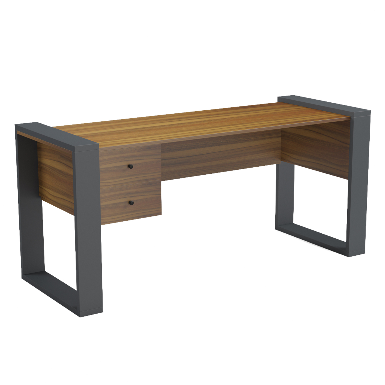 grafeio-me-2-syrtaria-fb9215703-melamini ΓΡΑΦΕΙΟ ΜΕ 2 ΣΥΡΤΑΡΙΑ TONTEL HM2157.03 ΜΕΛΑΜΙΝΗ ΚΑΡΥΔΙ--ΓΚΡΙ ΠΟΔΙΑ 160x60x73Υεκ - Image 1