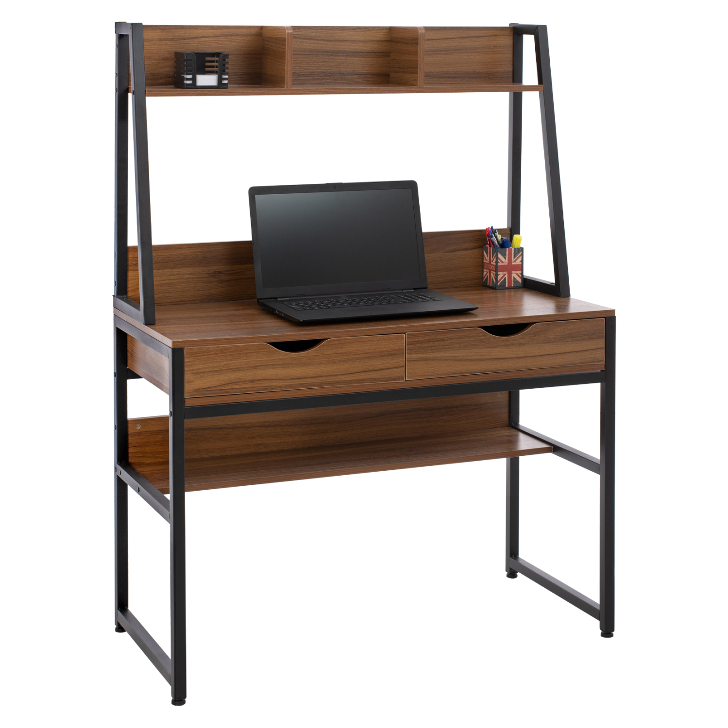 grafeio-me-bibliothiki-fb9239012-melamin ΓΡΑΦΕΙΟ ΜΕ ΒΙΒΛΙΟΘΗΚΗ TANAYA HM2390.12 ΜΕΛΑΜΙΝΗ ΚΑΡΥΔΙ-ΜΑΥΡΟΣ ΜΕΤΑΛΛ.ΣΚΕΛΕΤΟΣ 100x48x139Y - Image 1