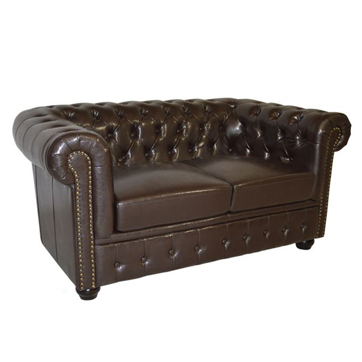 kanapes-2thesios-fb9301001-technoderma-s ΚΑΝΑΠΕΣ 2ΘΕΣΙΟΣ T.CHESTERFIELD HM3010.01 ΤΕΧΝΟΔΕΡΜΑ ΣΚΟΥΡΟ ΚΑΦΕ 155x90x73 εκ. - Image 1