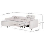 ΚΑΝΑΠΕΣ ΑΡΙΣΤΕΡΗ ΓΩΝΙΑ 3Θ ΜΕ RECLINE VALENTE HM3317.02L ΜΠΕΖ ΥΦΑΣΜΑ 275x160x104Yεκ - Image 2