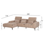 ΚΑΝΑΠΕΣ ΑΡΙΣΤΕΡΗ ΓΩΝΙΑ DIVYA HM3267.11L ΜΠΕΖ ΥΦΑΣΜΑ 260x100-174x104Υεκ. - Image 2