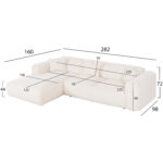 ΚΑΝΑΠΕΣ ΓΩΝΙΑ (ΑΡΙΣΤΕΡΗ) BRICKEN HM3275.02L ΛΕΥΚΟ ΥΦΑΣΜΑ 110-282x98-160x72Υεκ. - Image 2