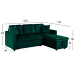 ΚΑΝΑΠΕΣ ΓΩΝΙΑ ΚΡΕΒΑΤΙ WAYNE 224x147x85Υεκ. HM3028.13 ΒΕΛΟΥΔΟ ΚΥΠΑΡΙΣΣΙ - Image 2