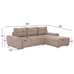 ΚΑΝΑΠΕΣ ΚΡΕΒΑΤΙ ΔΕΞΙΑ ΓΩΝΙΑ COMFYRA HM3336.03R ΜΠΕΖ ΥΦΑΣΜΑ 270x181x75Υεκ - Image 2