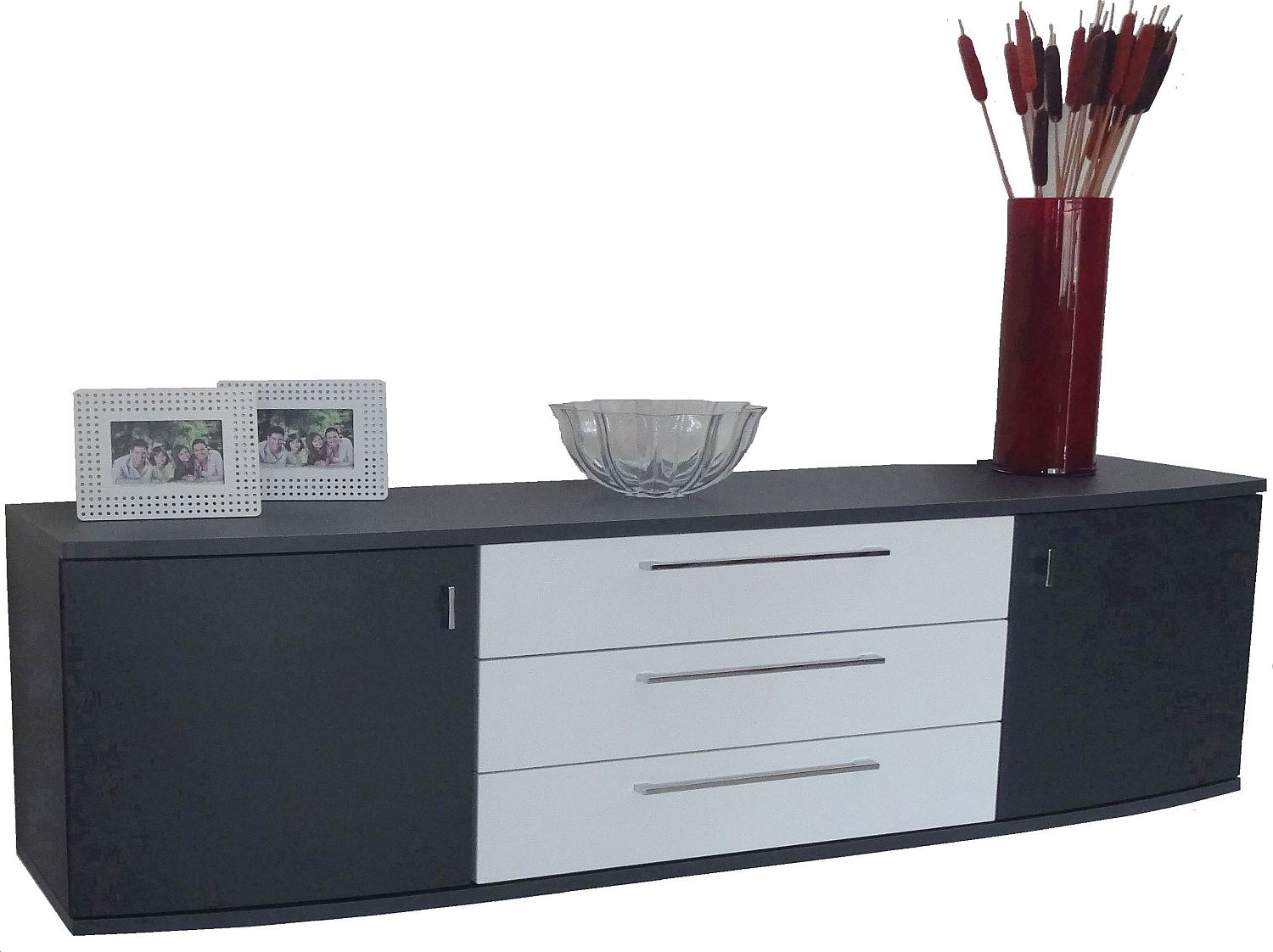 kanate_21_2 Μπουφές Kantate επιτοίχιος 180x53x42cm Γραφίτης+Λευκό - Image 1