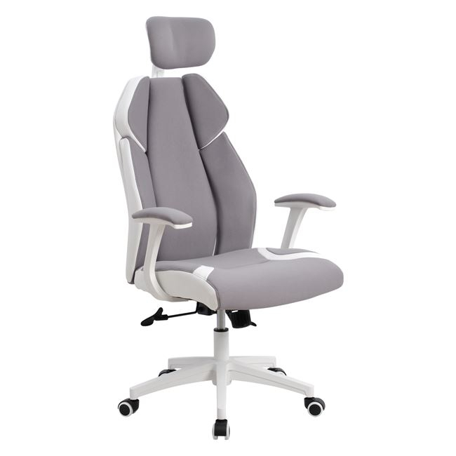 karekla-grafeioy-dieythyntiki-fb9108610- ΚΑΡΕΚΛΑ ΓΡΑΦΕΙΟΥ SALENA HM1086.10 ΣΕ ΓΚΡΙ ΛΕΥΚΟ ΧΡΩΜΑ 65x73x130 εκ. - Image 1