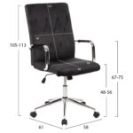 ΚΑΡΕΚΛΑ ΓΡΑΦΕΙΟΥ JOSEF HM1181.04 ΜΑΥΡΟ ΒΕΛΟΥΔΟ-INOX ΒΑΣΗ 58x61x105-113Yεκ. - Image 2