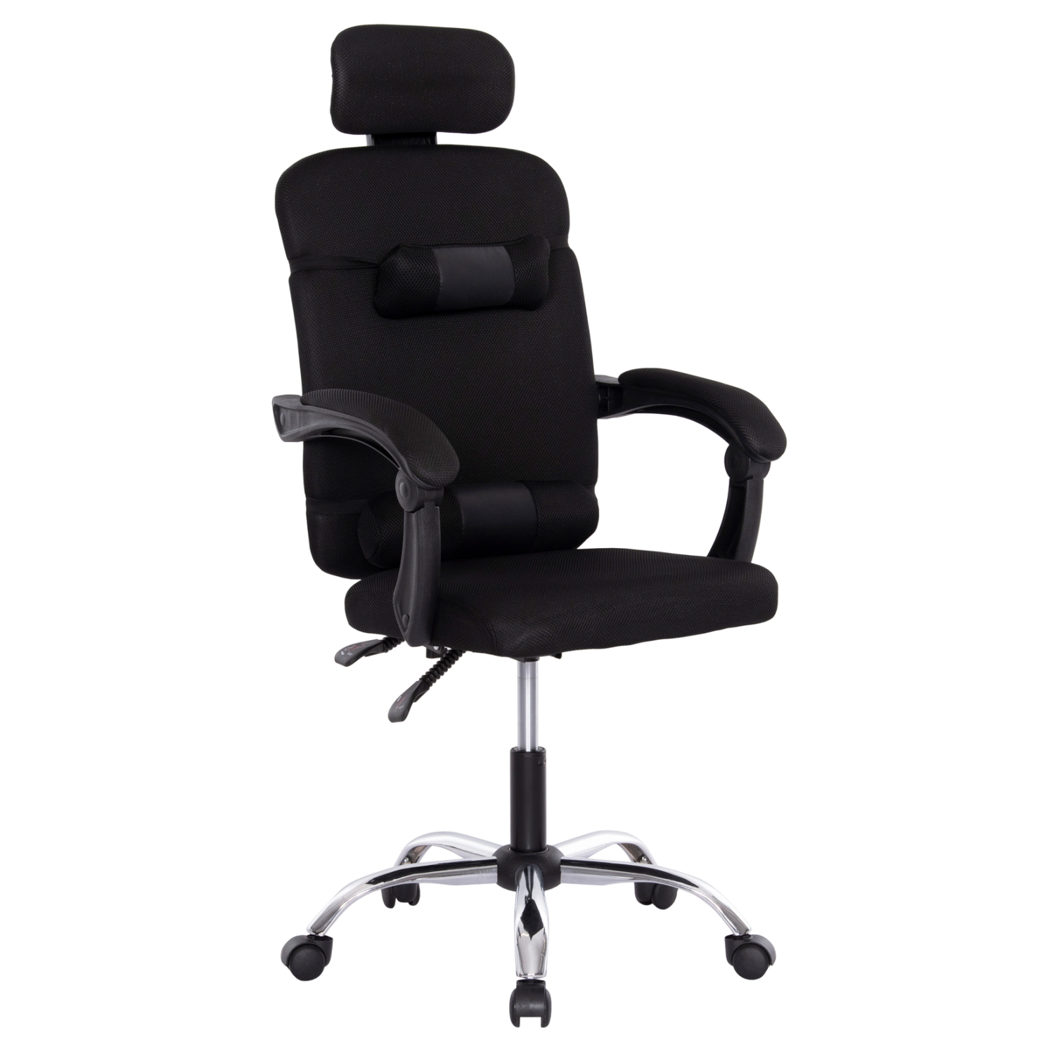 karekla-grafeioy-fb9119601-mayro-mesh-me ΚΑΡΕΚΛΑ ΓΡΑΦΕΙΟΥ CRONER HM1196.01 ΜΑΥΡΟ MESH-ΜΕΤΑΛ.ΒΑΣΗ 58x99x120Υεκ. - Image 1