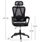 ΚΑΡΕΚΛΑ ΓΡΑΦΕΙΟΥ FRANTIC HM1224.01 ΜΑΥΡO MESH & ΠΟΛΥΠΡΟΠΥΛΕΝΙΟ 60x66x130Υεκ - Image 2