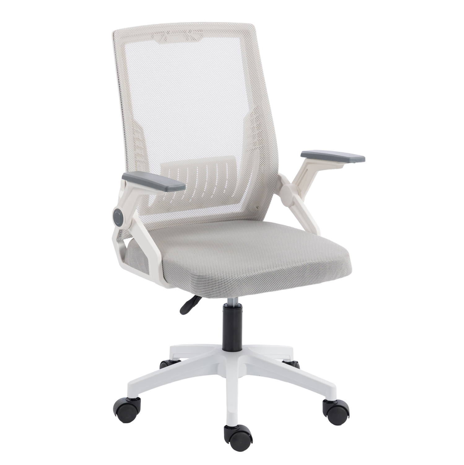 karekla-grafeioy-fb9122502-leyko-pp-anoi ΚΑΡΕΚΛΑ ΓΡΑΦΕΙΟΥ ZENITH HM1225.02 ΛΕΥΚΟ PP--ΑΝΟΙΧΤΟ ΓΚΡΙ MESH 60x60x92-100Υεκ - Image 1