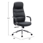 ΚΑΡΕΚΛΑ ΓΡΑΦΕΙΟΥ TEETER HM18355.01 ΜΑΥΡΟ PU ΔΕΡΜΑ--ΒΑΣΗ ΧΡΩΜΙΟΥ 67x66x121Υεκ - Image 2