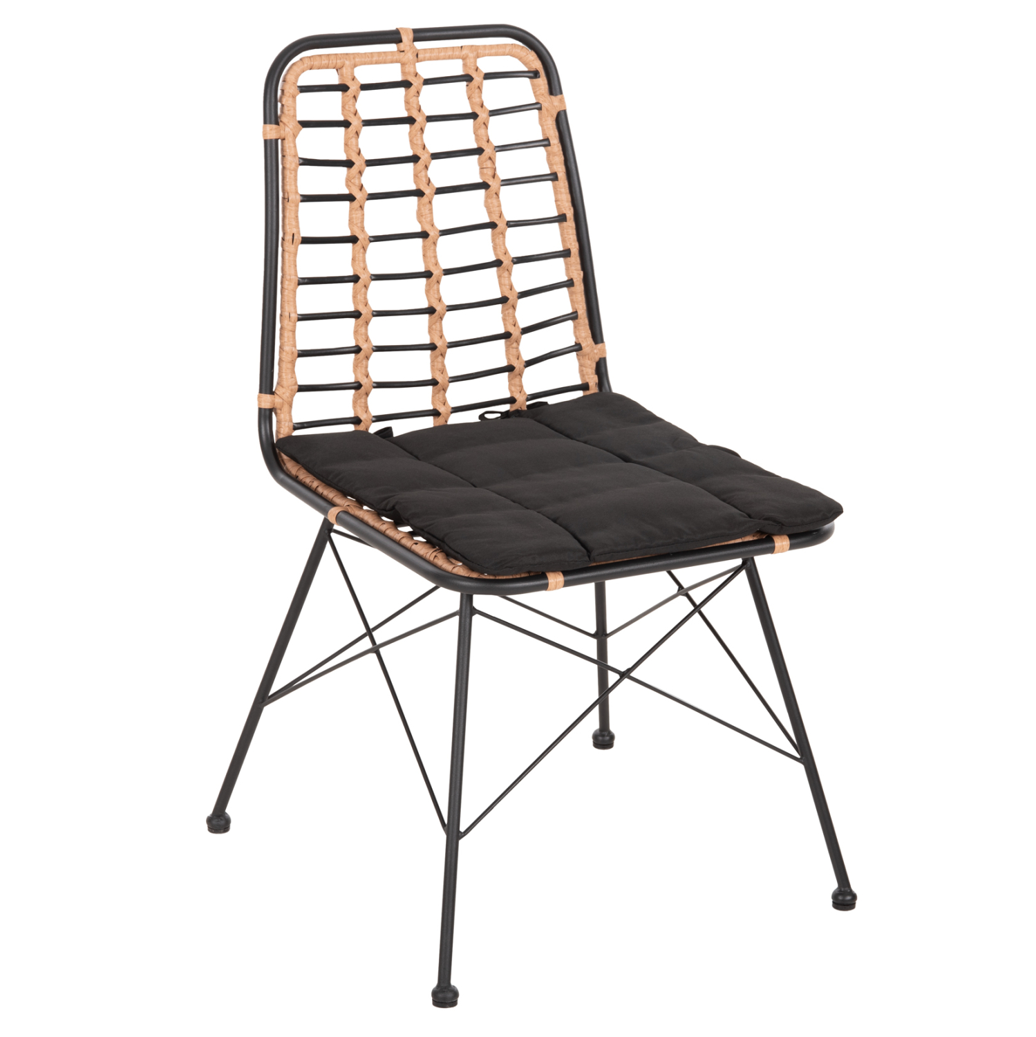 karekla-metalliki-fb9569111-wicker-mpez- ΚΑΡΕΚΛΑ ΜΕΤΑΛΛΙΚΗ ALLEGRA HM5691.11 WICKER ΜΠΕΖ-ΜΑΥΡΟ 51x54x84Υεκ. - Image 1