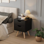 ΚΟΜΟΔΙΝΟ DINKL HM2472.02 ΜΕΛΑΜΙΝΗ-2 ΣΥΡΤΑΡΙΑ-WENGE 29,5x29,5x45Υεκ - Image 3