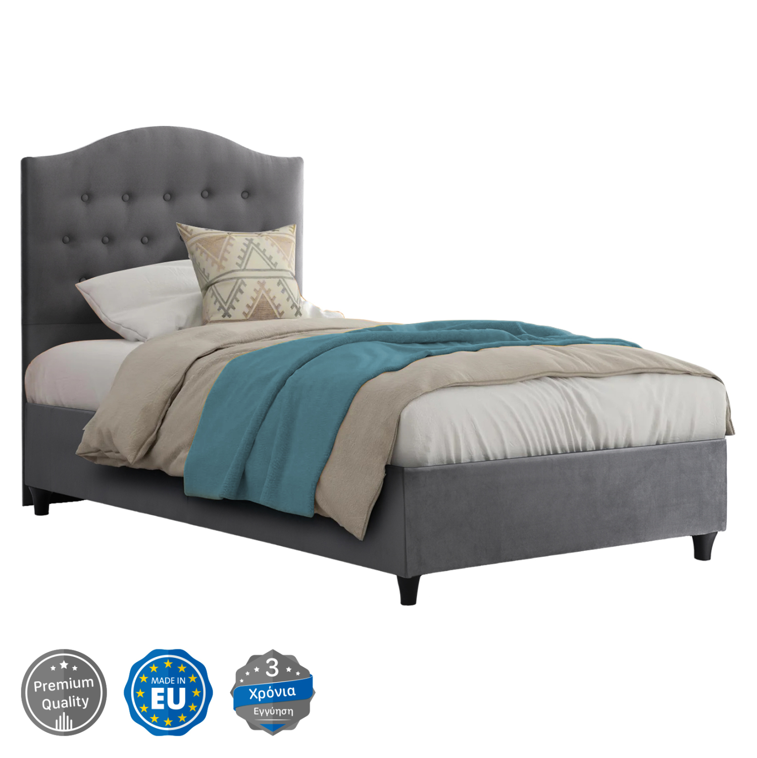 krebati-apo-gkri-beloydo-fb965110-gia-st ΚΡΕΒΑΤΙ MALENA ΑΠΟ ΓΚΡΙ ΒΕΛΟΥΔΟ HM651.10 ΓΙΑ ΣΤΡΩΜΑ 90x200 εκ. - Image 1