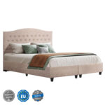 ΚΡΕΒΑΤΙ MALENA HM638.22 ΜΠΕΖ ΥΦΑΣΜΑ Τ. NUBUCK ΓΙΑ ΣΤΡΩΜΑ 150x200εκ.