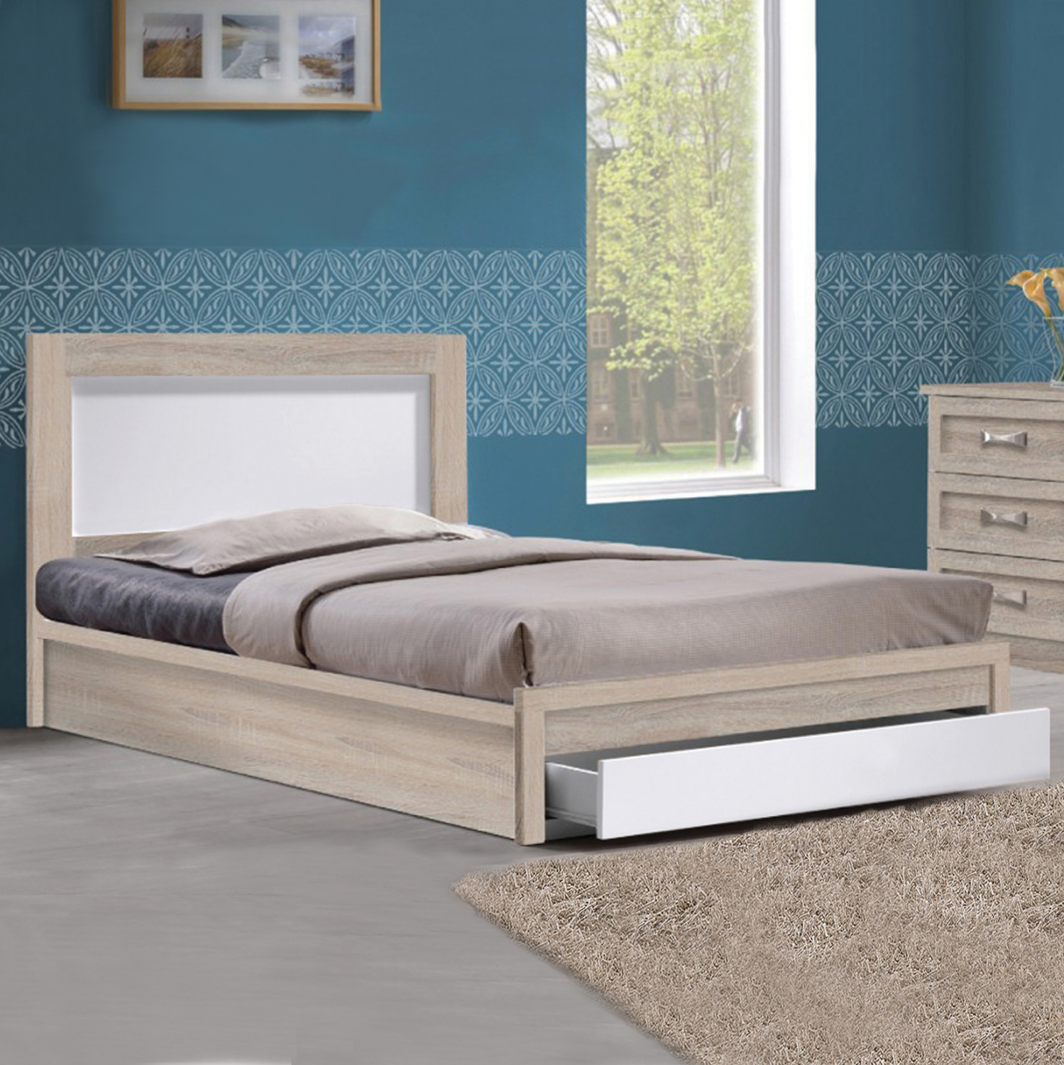krebati-melany-hm32302-me-1syrtari-sonam ΚΡΕΒΑΤΙ MELANY HM323.02 ΜΕ 1ΣΥΡΤΑΡΙ SONAMA-ΛΕΥΚΟ 110Χ190 - Image 1