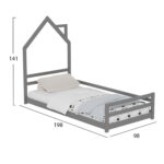 ΚΡΕΒΑΤΙ ΠΑΙΔΙΚΟ HOUSER HM676.05 τ.MONTESSORI ΞΥΛΟ ΠΕΥΚΟ ΓΚΡΙ- 190x90εκ - Image 3
