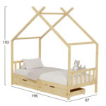 ΚΡΕΒΑΤΙ ΠΑΙΔΙΚΟ KLARICE HM680.01 τ.MONTESSORI-2 ΣΥΡΤΑΡΙΑ-ΞΥΛΟ ΠΕΥΚΟ ΦΥΣΙΚΟ-190x90εκ - Image 3