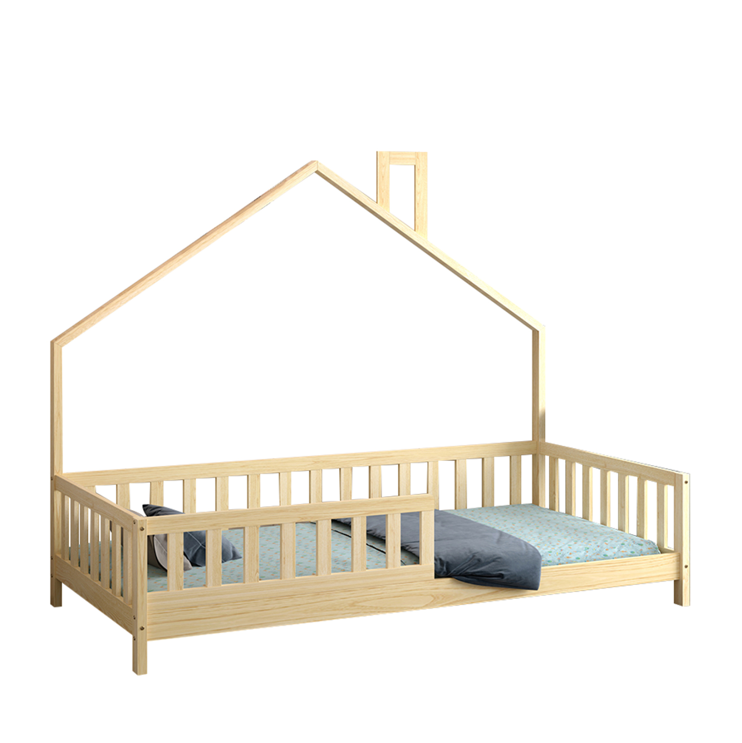 krebati-paidiko-fb974001-tmontessori-xyl ΚΡΕΒΑΤΙ ΠΑΙΔΙΚΟ HOUSER HM740.01 τ.MONTESSORI ΞΥΛΟ ΠΕΥΚΟ ΦΥΣΙΚΟ--ΓΙΑ 190x90εκ - Image 1