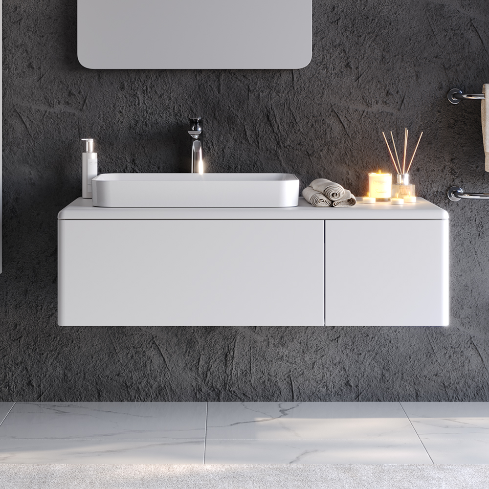 kuzey-110-final Πάγκος KUZEY Λευκό MDF 18mm Λάκα 110 S3BKUZ110WH 110x50.5x32.5cm - Image 1