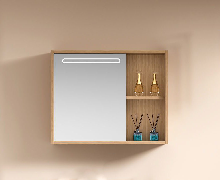 mirror-DIMITRA ΚΑΘΡΕΦΤΗΣ DIMITRA LED 600x630mm χρ.GOLDEN WOOD, ΠΟΛΥΑΙΘΥΛΕΝΙΟ (HDPE High Density) - Image 1