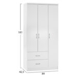 ΝΤΟΥΛΑΠΑ 3ΦΥΛΛΗ ME 2 ΣΥΡΤΑΡΙΑ CAESAR HM340.05 ΛΕΥΚΗ 89x42,5x181 εκ. - Image 2