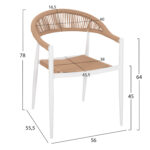 ΠΟΛΥΘΡΟΝΑ ΑΛΟΥΜΙΝΙΟΥ GRET HM5854.01 ΛΕΥΚΗ PE RATTAN ΜΠΕΖ 56x55,5x78Υεκ. - Image 2