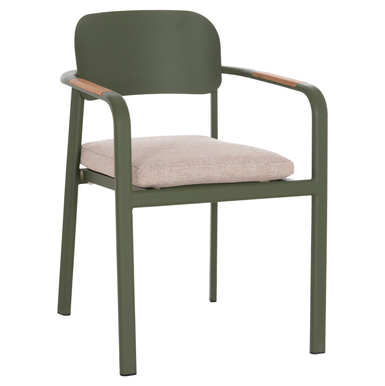 polythrona-trapezarias-fb9641406-prasino ΠΟΛΥΘΡΟΝΑ ΤΡΑΠΕΖΑΡΙΑΣ ELARA HM6414.06 ΠΡΑΣΙΝΟ ΑΛΟΥΜΙΝΙΟ-ΜΠΕΖ OLEFIN--TEAK 56x62x78Υεκ - Image 1