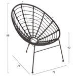 ΠΟΛΥΘΡΟΝΑ ΤΥΠΟΥ ΦΩΛΙΑ ΜΕΤΑΛΛΙΚΗ ALLEGRA HM5458.12 ΜΕ WICKER-ΜΑΥΡΟ 73x78x88Υεκ. - Image 2