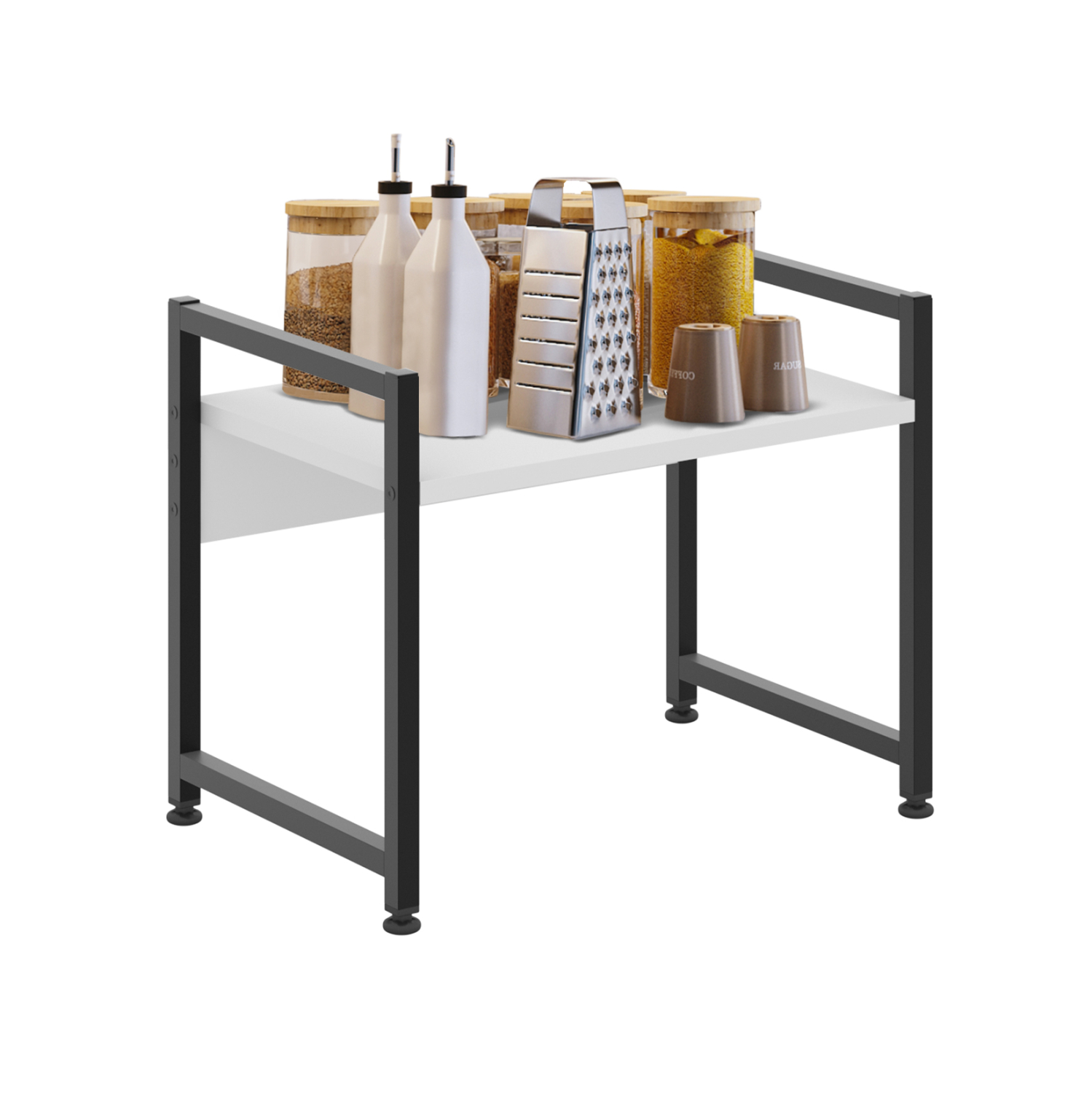 rafi-pagkoy-koyzinas-fb91821901-melamini ΡΑΦΙ ΠΑΓΚΟΥ ΚΟΥΖΙΝΑΣ BECKO HM18219.01 ΜΕΛΑΜΙΝΗ ΣΕ ΛΕΥΚΟ-ΜΑΥΡΟ ΜΕΤΑΛΛΟ 53x35x41Υεκ. - Image 1