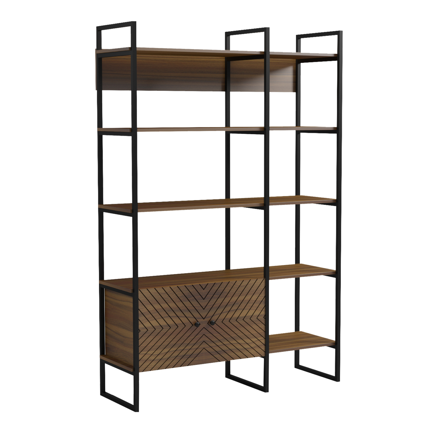 rafiera-fb91837703-metallo-melamini-se-k ΒΙΒΛΙΟΘΗΚΗ-ΡΑΦΙΕΡΑ NEZER HM18377.03 ΜΕΤΑΛΛΟ--ΜΕΛΑΜΙΝΗ ΣΕ ΚΑΡΥΔΙ 120x35x180Υεκ. - Image 1
