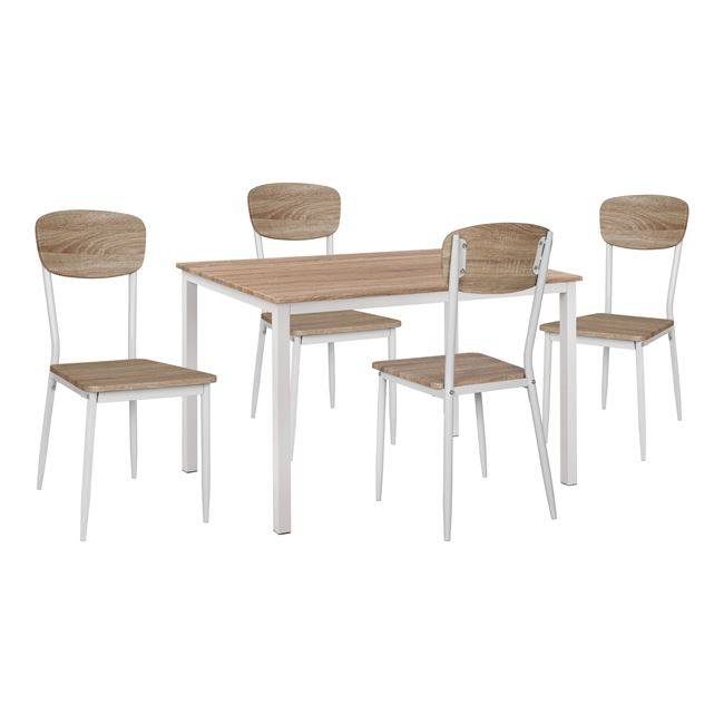 set-5-tmch-trapezi-sonama-me-leyka-podia ΣΕΤ 5 ΤΜΧ ΤΡΑΠΕΖΙ SONAMA ΜΕ ΛΕΥΚΑ ΠΟΔΙΑ & ΚΑΡΕΚΛΕΣ SONAMA ΜΕ ΛΕΥΚΑ ΠΟΔΙΑ HM11011 110x70x76 cm - Image 1