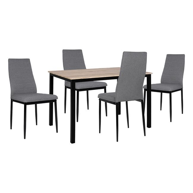set-5-tmch-trapezi-sonama-me-mayra-podia ΣΕΤ 5 ΤΜΧ ΤΡΑΠΕΖΙ SONAMA ΜΕ ΜΑΥΡΑ ΠΟΔΙΑ & ΚΑΡΕΚΛΕΣ LADY ΜΕΤΑΛΛΙΚΕΣ HM11009 110x70x76 cm - Image 1