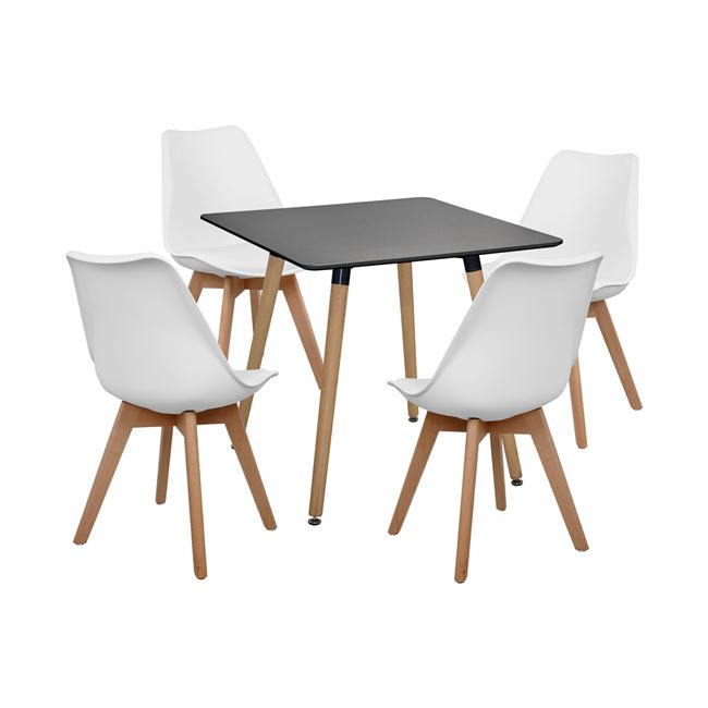 set-5tmch-trapezi-minimal-mayro-vegas-le ΣΕΤ 5ΤΜΧ ΤΡΑΠΕΖΙ MINIMAL ΜΑΥΡΟ & VEGAS ΛΕΥΚΕΣ HM10601 80x80x74 cm. - Image 1