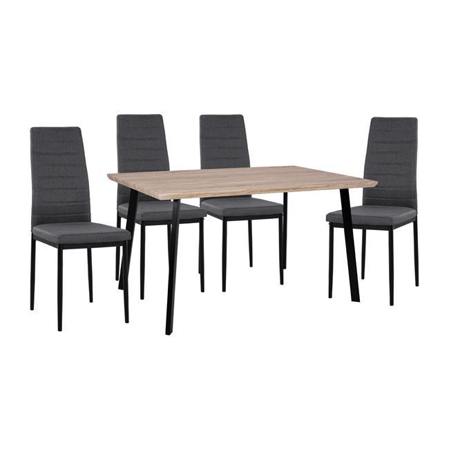 set-5tmch-trapezi-sonama-karekles-lady-g ΣΕΤ 5ΤΜΧ ΤΡΑΠΕΖΙ SONAMA & ΚΑΡΕΚΛΕΣ LADY ΓΚΡΙ ΥΦΑΣΜΑ ΜΑΥΡΟΣ ΣΚΕΛΕΤΟΣ HM11040 140x80x76 cm - Image 1