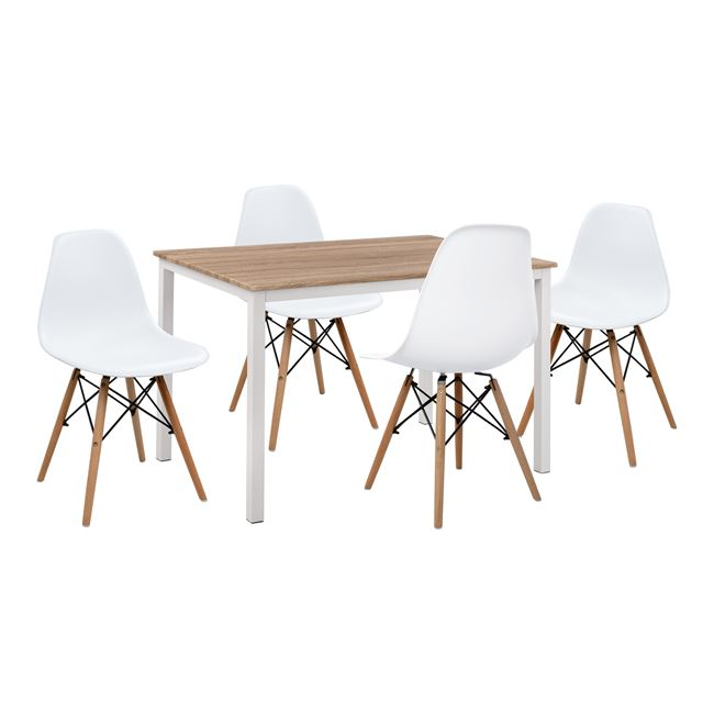 set-5tmch-trapezi-sonama-karekles-pp-twi ΣΕΤ 5ΤΜΧ ΤΡΑΠΕΖΙ SONAMA & ΚΑΡΕΚΛΕΣ PP TWIST ΜΕ ΛΕΥΚΟ ΚΑΘΙΣΜΑ HM11014 110x70x76 cm - Image 1