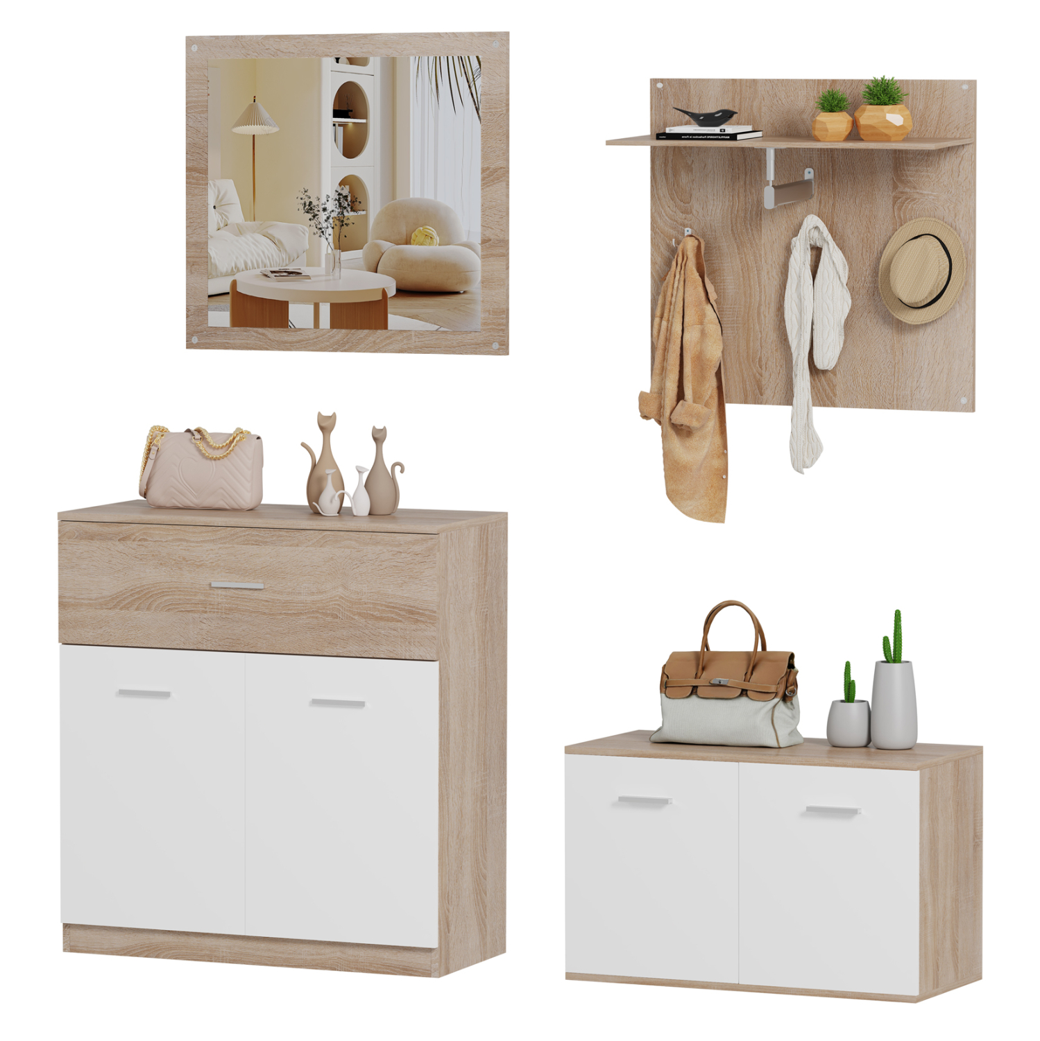 set-eisodoy-4tmch-fb921057-melamini-se-s ΣΕΤ ΕΙΣΟΔΟΥ 4ΤΜΧ DIONNE HM21057 ΜΕΛΑΜΙΝΗ ΣΕ ΣΟΝΑΜΑ-ΛΕΥΚΟ - Image 1
