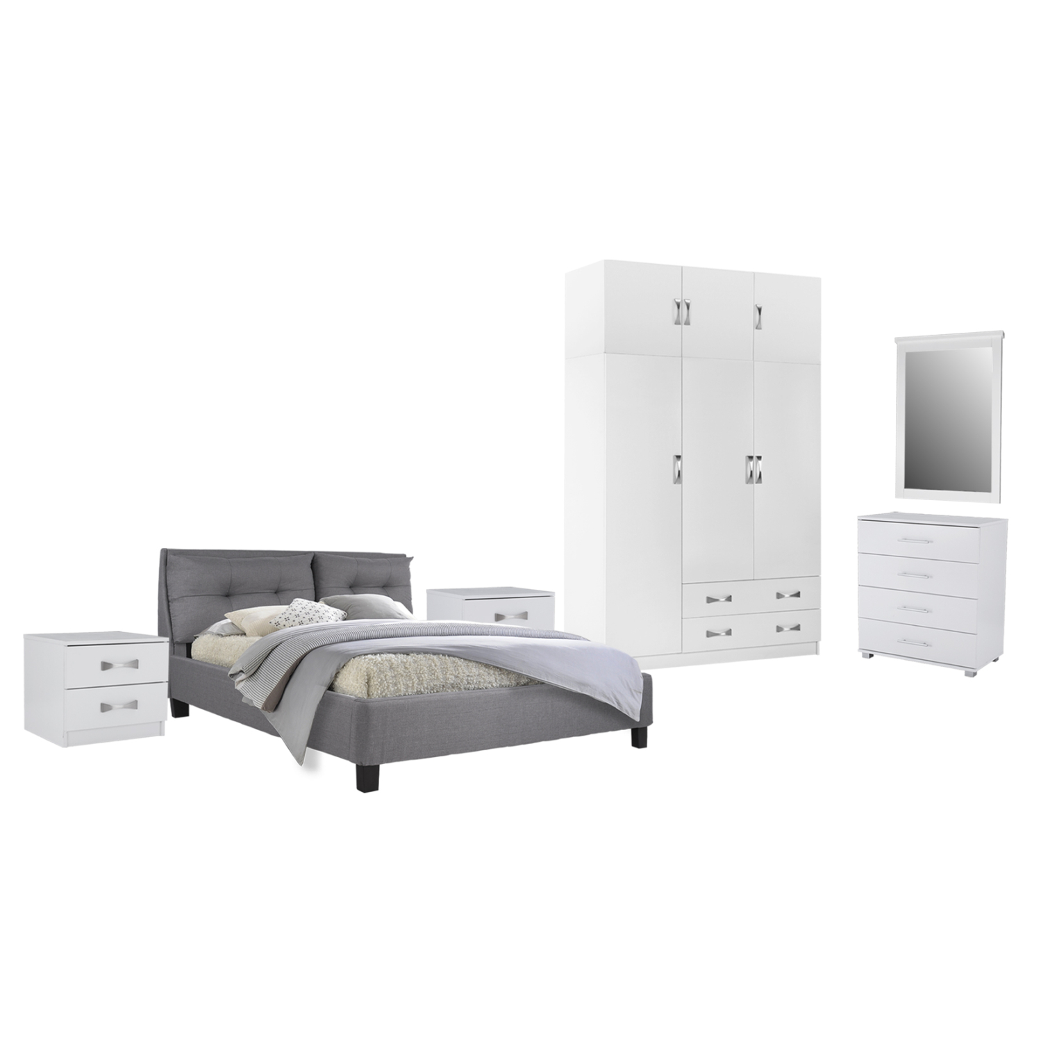 set-krebatokamaras-6tmch-fb91088405-mela ΣΕΤ ΚΡΕΒΑΤΟΚΑΜΑΡΑΣ 6ΤΜΧ CARLY HM10884.05 ΜΕΛΑΜΙΝΗ ΛΕΥΚΗ-ΥΦΑΣΜΑ ΓΚΡΙ - Image 1