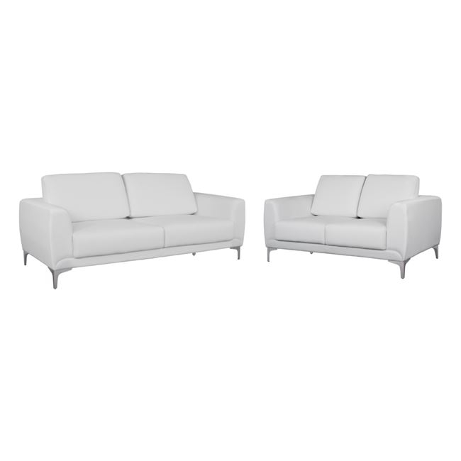 set-salonioy-2tmch-kenzie-me-leyko-pu-hm ΣΕΤ ΣΑΛΟΝΙΟΥ 2ΤΜΧ KENZIE ΜΕ ΛΕΥΚΟ PU HM11284.02 - Image 1