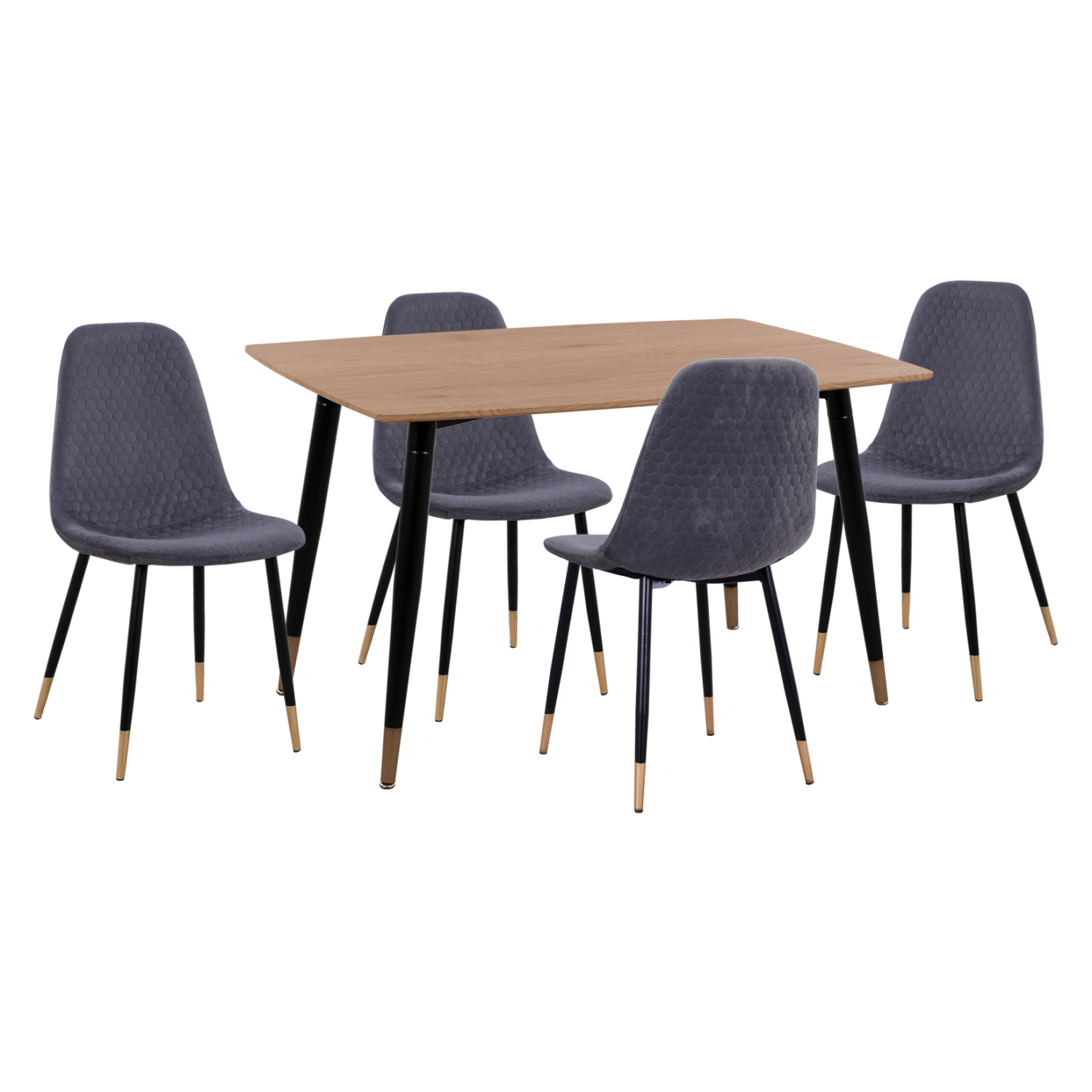 set-trapezarias-5tmch-fb91119601-mdf-top ΣΕΤ ΤΡΑΠΕΖΑΡΙΑΣ 5ΤΜΧ ALIZA HM11196.01 MDF TOP-ΒΕΛΟΥΔΟ ΓΚΡΙ & ΜΕΤΑΛΛΟ ΜΑΥΡΟ - Image 1