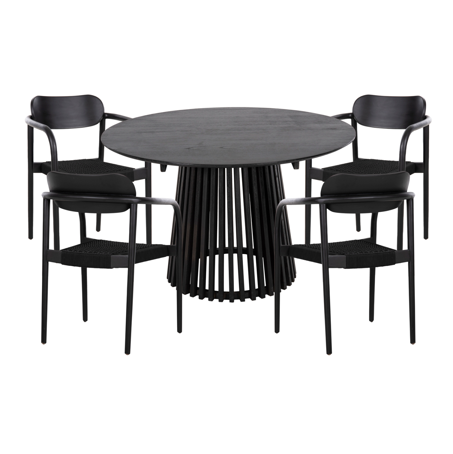 set-trapezarias-5tmch-fb92107501-stroggy ΣΕΤ ΤΡΑΠΕΖΑΡΙΑΣ 5ΤΜΧ OSLO HM21075.01 ΣΤΡΟΓΓΥΛΟ ΤΡΑΠΕΖΙ Φ120εκ. & 4 ΚΑΡΕΚΛΕΣ-ΜΑΥΡΟ - Image 1