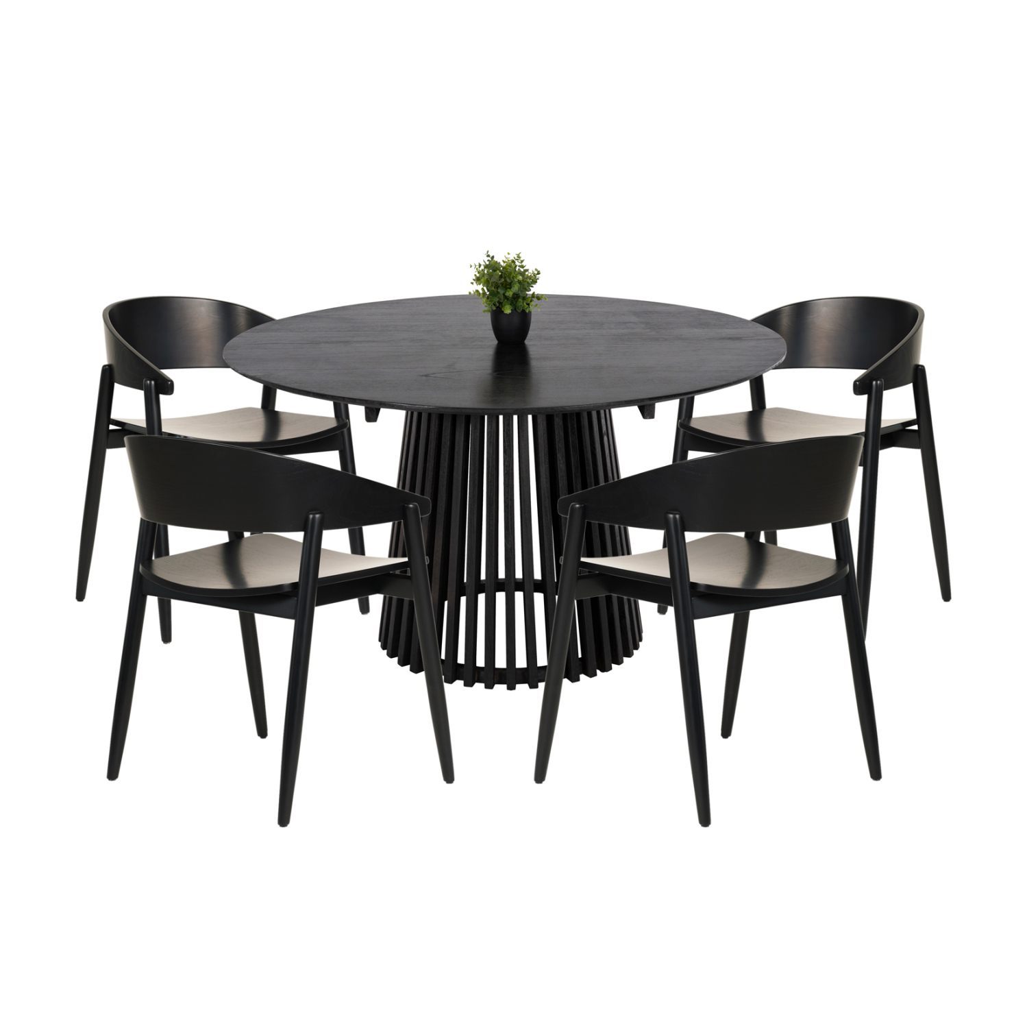 set-trapezarias-5tmch-fb92107702-stroggy ΣΕΤ ΤΡΑΠΕΖΑΡΙΑΣ 5ΤΜΧ CANOP HM21077.02 ΣΤΡΟΓΓΥΛΟ ΤΡΑΠΕΖΙ Φ150εκ.& 4 ΚΑΡΕΚΛΕΣ-ΜΑΥΡΟ - Image 1