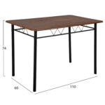 ΣΕΤ ΤΡΑΠΕΖΑΡΙΑΣ 5ΤΜΧ PEARY HM9416.11 ΜΕΤΑΛΛΟ ΜΑΥΡΟ-MDF ΚΑΡΥΔΙ 110x60x74Yεκ. - Image 3