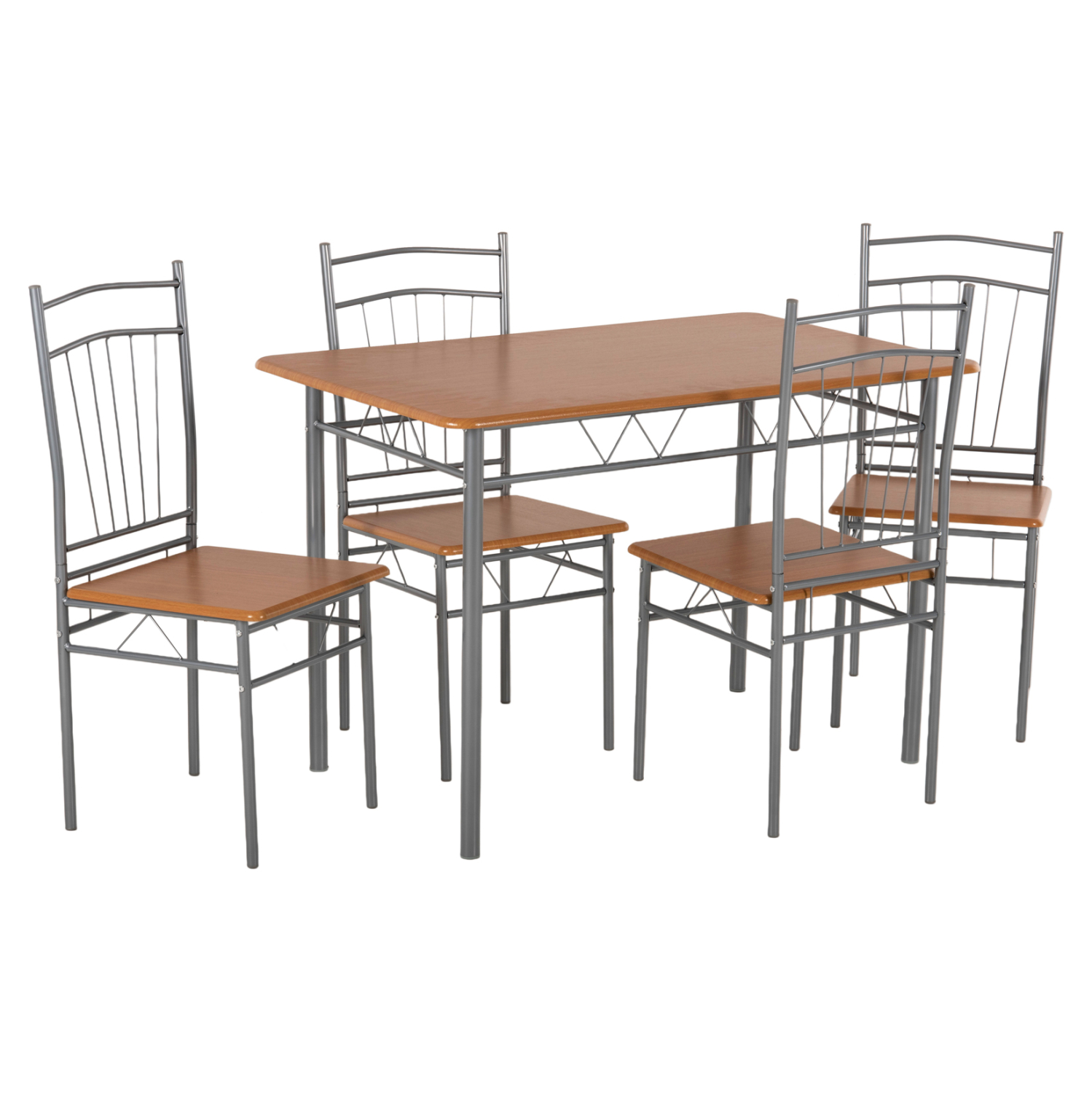 set-trapezarias-5tmch-fb9941612-metallo- ΣΕΤ ΤΡΑΠΕΖΑΡΙΑΣ 5ΤΜΧ PEARY HM9416.12 ΜΕΤΑΛΛΟ ΑΣΗΜΙ-MDF ΣΟΝΑΜΑ 110x60x74Yεκ. - Image 1