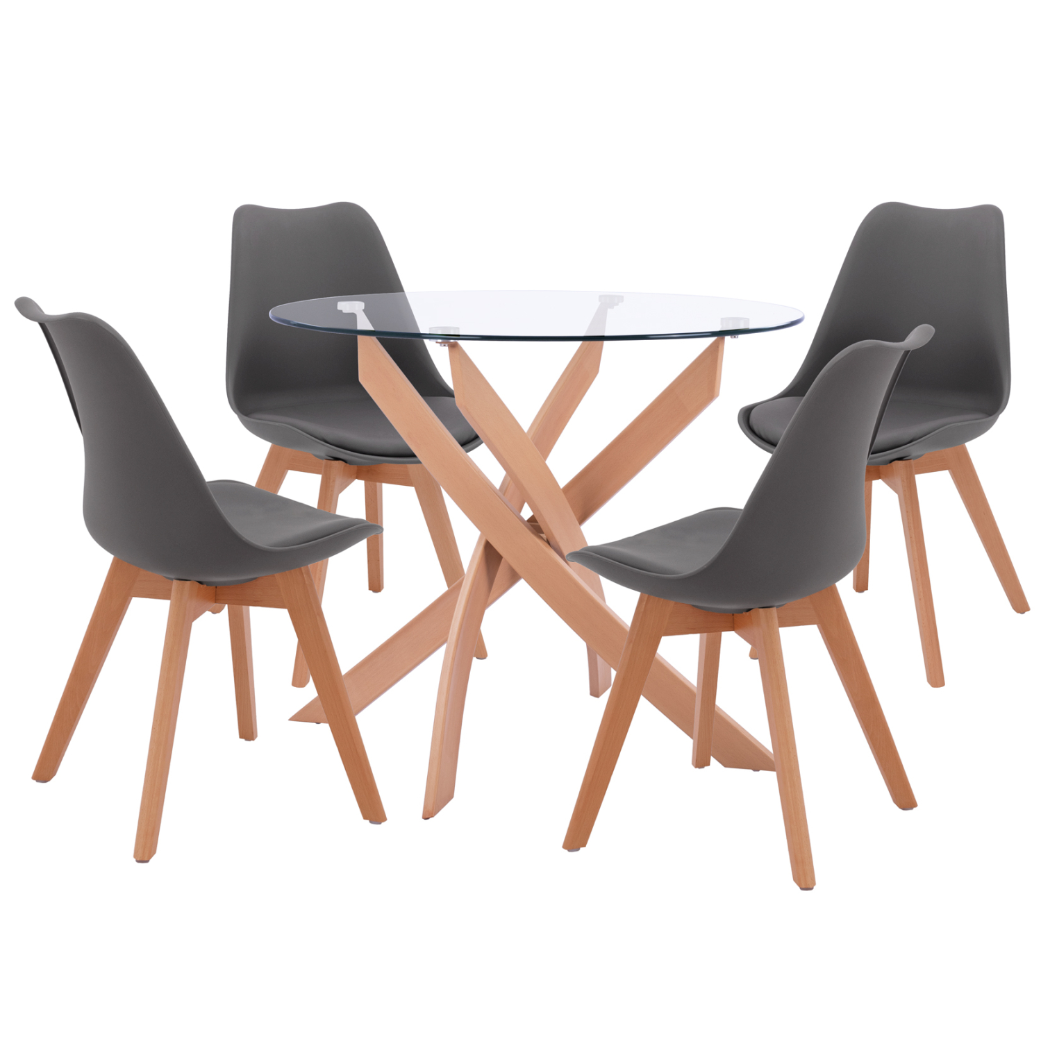 set-trapezarias-5tmch-trapezi-f90x74-4-k ΣΕΤ ΤΡΑΠΕΖΑΡΙΑΣ 5ΤΜΧ ΤΡΑΠΕΖΙ Φ90X74 & 4 ΚΑΡΕΚΛΕΣ VEGAS ΓΚΡΙ HM11693.10 - Image 1