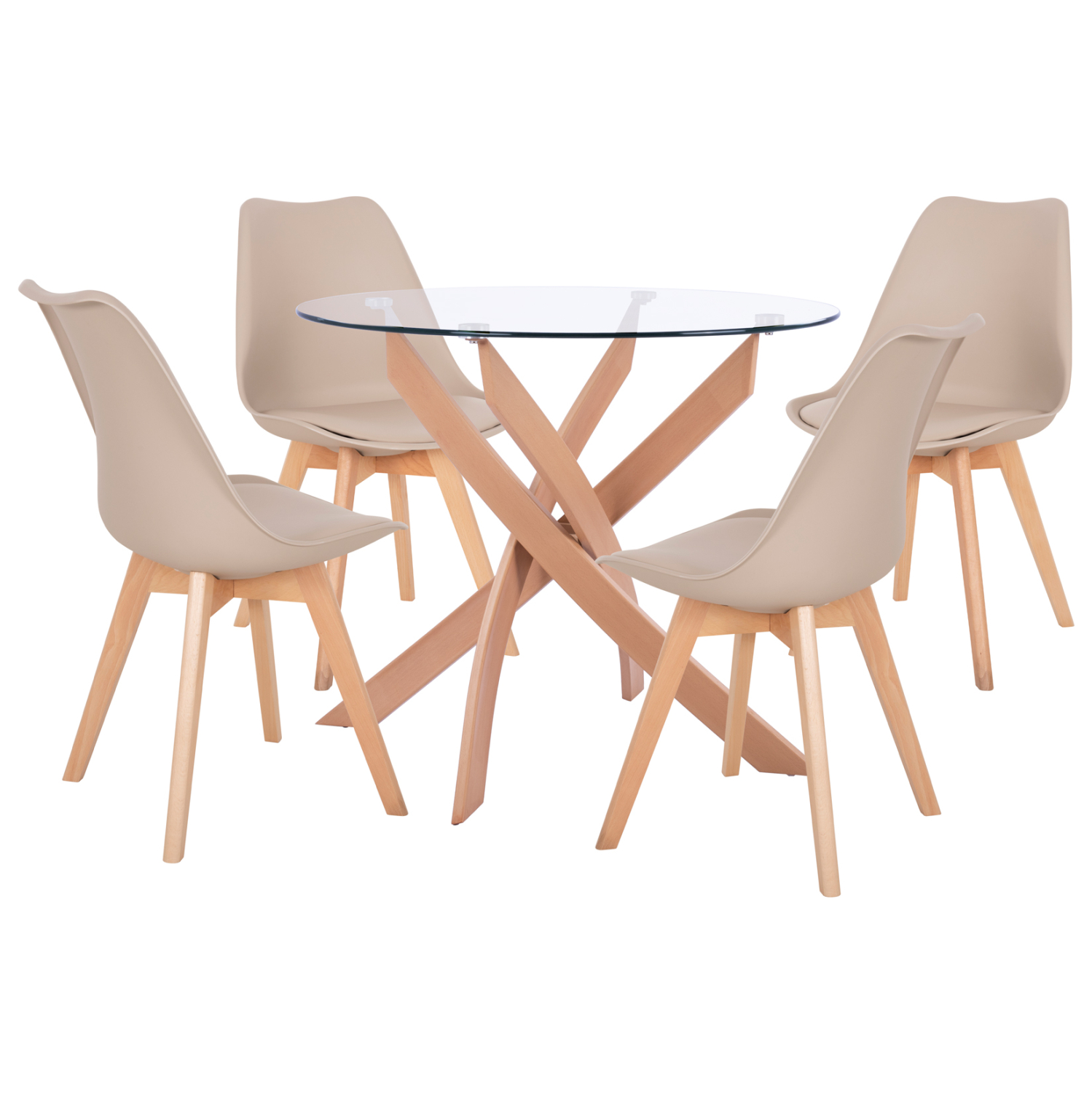 set-trapezarias-5tmch-trapezi-f90x74-4-k ΣΕΤ ΤΡΑΠΕΖΑΡΙΑΣ 5ΤΜΧ ΤΡΑΠΕΖΙ Φ90X74 & 4 ΚΑΡΕΚΛΕΣ VEGAS ΚΑΠΟΥΤΣΙΝΟ HM11693.25 - Image 1