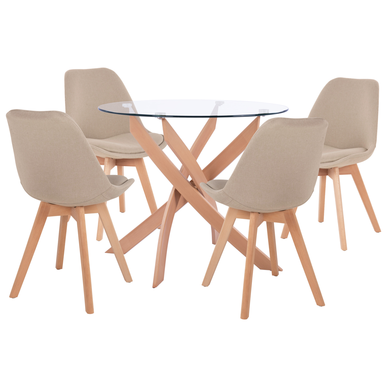 set-trapezarias-5tmch-trapezi-f90x74-4-k ΣΕΤ ΤΡΑΠΕΖΑΡΙΑΣ 5ΤΜΧ ΤΡΑΠΕΖΙ Φ90X74 & 4 ΚΑΡΕΚΛΕΣ VEGAS ΜΕ ΜΠΕΖ ΥΦΑΣΜΑ HM11693.53 - Image 1